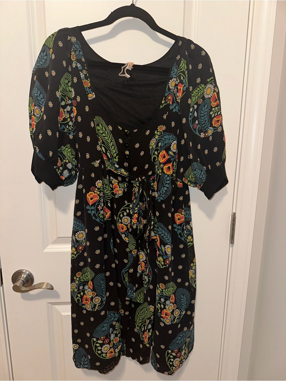 Maeve Black Dress with Colorful Floral Design